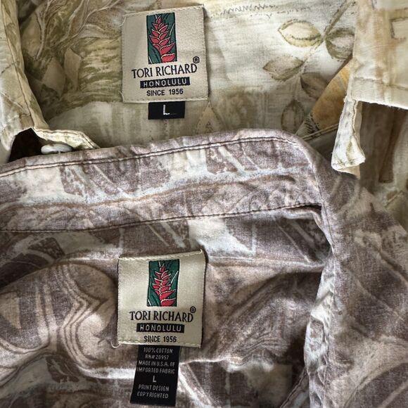 Tori Richard Honolulu Hawaiian Mens Button Front Shirt Bundle of 2 L bv - Picture 8 of 9